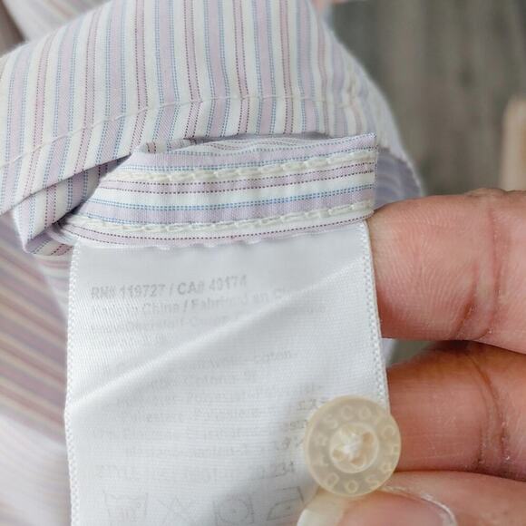 Scotch and Soda Men's Lavender White Striped Long Sleeve Shirt Sz XXL Office - Picture 11 of 14